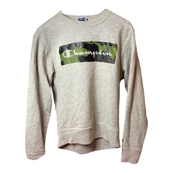 Champion Other - Champion Men's Small Sweatshirt Heather Gray Camo Logo Pullover Casual Active